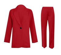 Flodxo Trouser Suits for Women UK Plus Size Elegant Blazer Suit Formal 2 Piece Outfits Open Front Blazer Jacket and Dress Pants Sets for Business Office Work Wear Going Out Red XXL