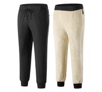Flodxo Waterproof Walking Trousers Womens Plus Size Fleece Pants Winter Warm Outdoor Sweatpatns Sport Hiking Windproof Solid Color Elastic Waist Trousers Walking Tracksuit Bottoms Black 7XL