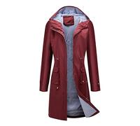 Flodxo Wine Womens Raincoat Waterproof with Hood Lightweight Outdoor Long Rain Jackets Casual Drawstring Plus Size Full Zip Hoodes Windproof Camping Hiking Mountain Waterproof Trench Coats M
