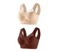 Flodxo Wireless Bras for Women UK Wmbra Bra Wmbra Posture Correcting Bra Summer Wireless Push-Up Comfort Crossover Bra Posture Bras for Women Breathable Brown 6XL