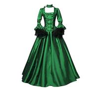 Flodxo Women Dresses Victorian Gown Princess Costume Bowknot Renaissance Dress Ladies Retro Gothic Steampunk Long Sleeve Dresses Vintage Medieval Crochet Dress Party Cocktail Green M