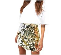 Flodxo Women Sparkle Sequin Mini Skirt Glitter Shinny Bodycon Pencil Short Skirts A Line Glitter Skirt Dancing Party Going Out Skirt Y2K Streetwear for Evening Clubwear Cocktail Dress Gold S