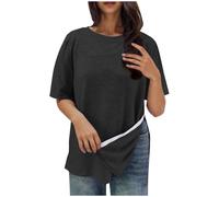 Flodxo Women Tops Post Shoulder Surgery Shirts Tear Away Short Sleeve T-Shirts After Rotator Cuff Blouses Chemo Port Adaptive Outfits Summer Loose Fit Solid Tunic Pullover Black XXL