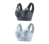 Flodxo Women's Bras 2 PC Seamless Sports Bra Wire Yoga Bra Stretch Bralette Crop Top Non Wired Sleeping Bra for Women Solid Color Plus Size Bra Ladies Bralette Multipack Blue XXL