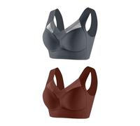 Flodxo Women's Bras 2 PC Seamless Sports Bra Wire Yoga Bra Stretch Bralette Crop Top Non Wired Sleeping Bra for Women Solid Color Plus Size Bra Ladies Bralette Multipack Brown XXL