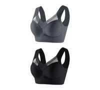 Flodxo Women's Bras 2 PC Seamless Sports Bra Wire Yoga Bra Stretch Bralette Crop Top Non Wired Sleeping Bra for Women Solid Color Plus Size Bra Ladies Bralette Multipack Black 3XL