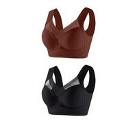 Flodxo Womens Bras Push Up Seamless Sports Bras Non Wired Support Full Coverage Bralettes Ladies V Neck Wireless Bra Comfort Bra High Impact Gym Bras for Large Breasts Black XL
