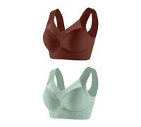 Flodxo Womens Bras Push Up Seamless Sports Bras Non Wired Support Full Coverage Bralettes Ladies V Neck Wireless Bra Comfort Bra High Impact Gym Bras for Large Breasts Green L