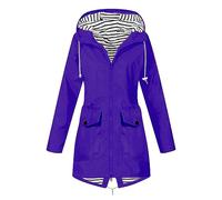 Flodxo Womens Breathable Lightweight Waterproof Jackets Solid Color Packable Rain Coat Hoody Windproof Hiking Outdoor Plus Size Softshell Jacket Trench Coat Purple XXL