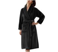 Flodxo Womens Fluffy Dressing Gown Warm Nightwear Robes Lightweight Winter Fleece Bathrobe Plus Size Warm and Cosy Housecoat with Belt Loungewear Sleepwear Flannel Pajamas Robe Black 3XL
