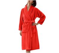 Flodxo Womens Fluffy Dressing Gown Warm Nightwear Robes Lightweight Winter Fleece Bathrobe Plus Size Warm and Cosy Housecoat with Belt Loungewear Sleepwear Flannel Pajamas Robe Red 3XL