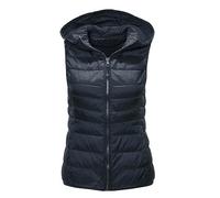 Flodxo Womens Gilets and Bodywarmers UK Winter Puffer Gilet Ladies Thermal Vest Lightweight Quilted Jackets Hood Warm Sleeveless Bodywarmer Outerwear Parka Coats Hooded Down Jacket Navy M