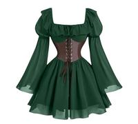 Flodxo Women's Renaissance Dress Medieval Evening Party Prom Cocktail Dresses Vintage Renaissance Peasant Chemise Fastival Carnival Costume Steampunk Elegant Rockabilly Corset Dresses Army Green M