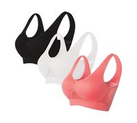 Flodxo Women's Seamless Everyday Bra, Wire Free Sports Bra with Racerback, Medium Bra Padding, Removable Pads, Non-Wired No Buckle, Breathable Nylon Mesh Design, Yoga Plus Size Black L