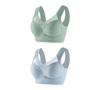 Flodxo Women's Sports Bras 2PC Sports Bras Women Ladies Daily Bras Full Coverage Bras Breathable Seamless Bras Push Up Comfortable Lace Non Wired Bra Lightweight Underwear Bralette Blue 4XL