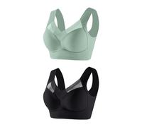 Flodxo Women's Sports Bras 2PC Sports Bras Women Ladies Daily Bras Full Coverage Bras Breathable Seamless Bras Push Up Comfortable Lace Non Wired Bra Lightweight Underwear Bralette Black XXL