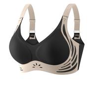 Flodxo Womens Sports Bras Firm Support Non Wired Seamless Bras Plus Size Wireless Push Up Full Coverage Bra Colour Block Clash Lift Sport Bra High Support Adjustable Yoga Underwear Black XL
