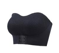 Flodxo Women's Strapless Push Up Bra Wireless Anti-Slip Bandeau Bras Invisible Convertible Bralette Front Closure Full Coverage Padded Everyday Bralettes Wedding Supportive Brasier Black M