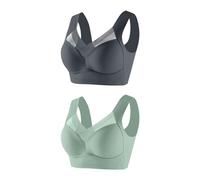 Flodxo Women's Wireless Push Up Comfort Bra, Breathable Deep Cup, Ergonomic Posture Bra, Front Closure, Green, 5XL