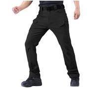 Flodxo Work Trousers Men Slim Fit Waterproof Straight Leg Scruffs Workwear Trousers Warm Fleece Lined Walking Hiking Outdoor Combat Pants Softshell Climbing Ski Pants with Multipockets Black 5XL