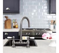 flöde klas | Traditional Bridge Style 3 in 1 Instant Boiling Tap | Whie Ceramic Levers | Instant hot Boiling Water in Your Kitchen (Gun Metal)