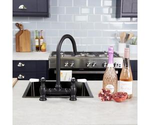 flöde klas | Traditional Bridge Style 3 in 1 Instant Boiling Tap | Whie Ceramic Levers | Instant hot Boiling Water in Your Kitchen (Matt Black)