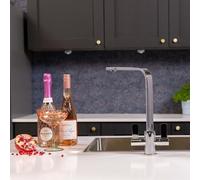 flöde Paddla | Dual Lever Kitchen Tap | Swan Neck Design | Modern Dual Lever Kitchen Tap | Transform Your Kitchen Space (Chrome)