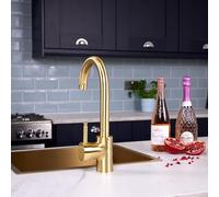 flöde Solo | Single Lever 3 in 1 Instant Boiling Tap - Full Kit | 3 in 1 Boiling Water tap with Boiling Tank and Filter - Instant hot Boiling Water in Your Kitchen (Brushed Brass)