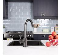 flöde Solo | Single Lever 3 in 1 Instant Boiling Tap - Full Kit | 3 in 1 Boiling Water tap with Boiling Tank and Filter - Instant hot Boiling Water in Your Kitchen (Gun Metal)