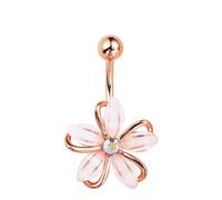 FLOGWE 14G Elegant Flower Belly Button Ring Surgical Steel Cute Flower Navel Ring Belly Button Barbell Body Piercing Jewelry for Women, One Size, Stainless Steel, cubic zirconia