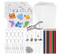 Flohterys 168 Pcs Shrinking Plastic Sheets Kit Includes 15 Shrinking Film Art Paper, Hole Punch, 12 Colored Pencils
