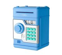 Flohterys Electronic Piggy Bank ATM Password Money Box Safe Smart Fingerprint Automatic Banking Kids Gift Money Box Blue