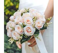 Floinla Wedding Bouquets for Bride Bridesmaid Bouquet Champagne Artificial Roses for Wedding Church Home Decoration, Gifts