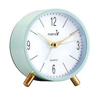 FLOITTUY 4 inches Super Silent Alarm Clock, Cream Green Beep Wake Round Alarm Clock with Night Light,Battery Operated,Easy Set Entry Lux Stylefor Desk, Bedroom and Home Decoration