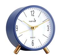 FLOITTUY 4 inches Super Silent Alarm Clock, Navy Blue Beep Wake Round Alarm Clock with Night Light,Battery Operated,Easy Set Entry Lux Stylefor Desk, Bedroom and Home Decoration