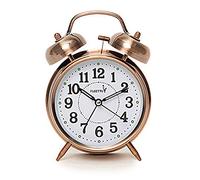 FLOITTUY (Loud Alarm for Deep Sleepers 4'' Twin Bell Alarm Clock with Backlight for Bedroom and Home Decoration(Red-Brown)