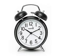 FLOITTUY (Loud Alarm for Deep Sleepers 4'' Twin Bell Alarm Clock with Backlight for Bedroom and Home Decoration(Black)