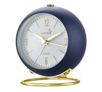FLOITTUY Silent Table Analog Alarm Clock No Ticking, Lighted on Demand and Battery Operated, Beep Sounds, Small Desk Clock(Navy Blue)
