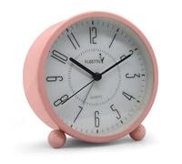 FLOITTUY Super Silent 5 Colors Alarm Clock,Beep Wake Round Alarm Clock with Night Light,Battery Operated,Easy Set,Simple & Retro for Desk, Bedroom and Home Decoration(Pink)