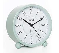 FLOITTUY Super Silent Metal Alarm Clock,Beep Wake Round Alarm Clock with Night Light,Battery Operated,Easy Set,Simple & Retro for Desk, Bedroom and Home Decoration(Green)