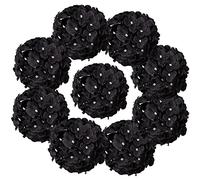 Flojery Black Silk Hydrangea Heads Artificial Flowers Heads with Stems for Home Wedding Decor,Pack of 10(Black)