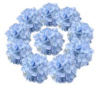 Flojery Silk Hydrangea Heads Artificial Flowers Heads for Home Wedding Decor,Pack of 10 (Blue)