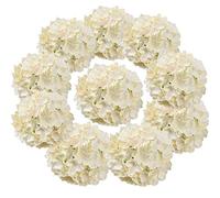 Flojery Silk Hydrangea Heads Artificial Flowers Heads for Home Wedding Decor,Pack of 10 (Champagne)