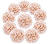 Flojery Silk Hydrangea Heads Artificial Flowers Heads with Stems for Home Wedding Decor,Pack of 10 (Blush)
