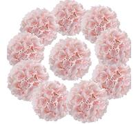 Flojery Silk Hydrangea Heads Artificial Flowers Heads with Stems for Home Wedding Decor,Pack of 10 (Baby Pink)