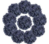Flojery Silk Hydrangea Heads Artificial Flowers Heads with Stems for Home Wedding Decor,Pack of 10 (Dusty Blue)
