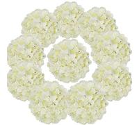 Flojery Silk Hydrangea Heads Artificial Flowers Heads with Stems for Home Wedding Decor,Pack of 10 (Ivory)