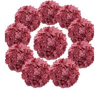 Flojery Silk Hydrangea Heads Artificial Flowers Heads with Stems for Home Wedding Decor,Pack of 10 (Mauve)