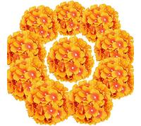 Flojery Silk Hydrangea Heads Artificial Flowers Heads with Stems for Home Wedding Decor,Pack of 10 (Sunset)