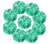 Flojery Tiffany 10pcs Silk Hydrangea Heads Artificial Flowers with Stems for Home Wedding Decoration (Tiffany)